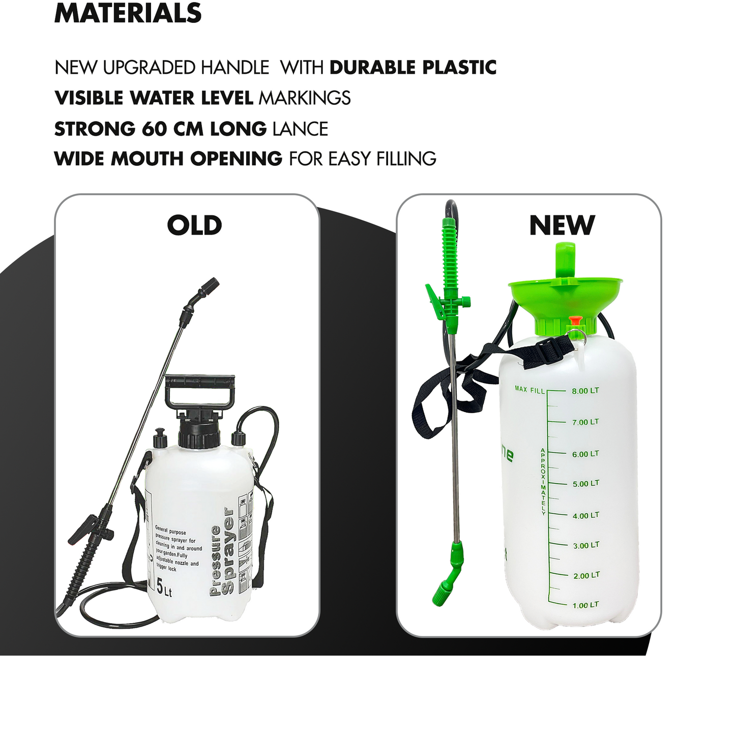 EPISENT Pressure Pump Sprayer Garden Pressure Sprayer with Adjustable Mist & Jet Nozzle, Carry Strap, 60cm Long Lance, Leakproof Tank – Pump Action Sprayer for Weed Killer, Roof & Patio Cleaning
