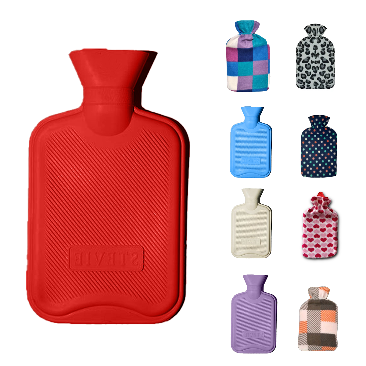 EPISENT Hot Water Bottle 2L Leak-Proof - for Pain Relief, Cramps, & Cozy Nights - Comfort Hot Water Bag for Back, Neck, Periods, Hand, Waist, Feet, Shoulders, Pregnancy, & Bed Warmers - Red