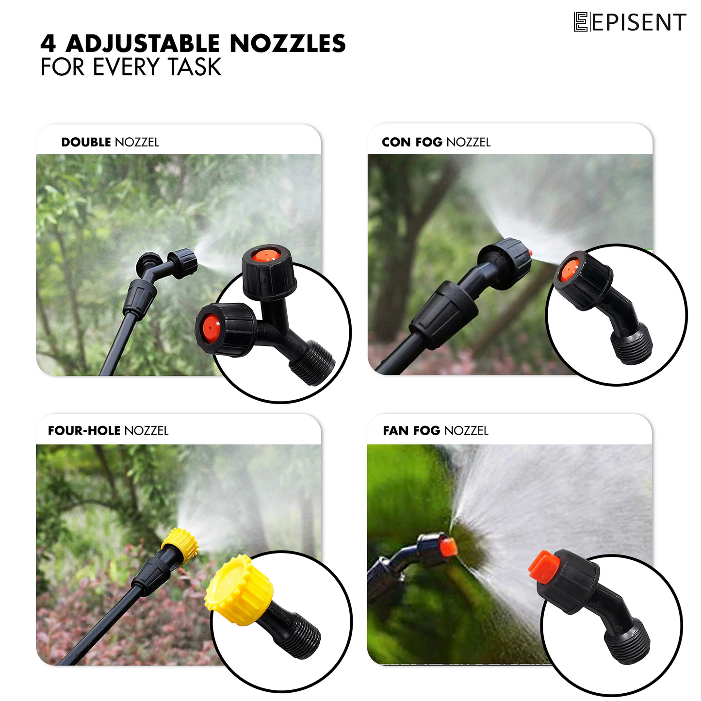 EPISENT Pressure Pump Sprayer Garden Pressure Sprayer with Adjustable Mist & Jet Nozzle, Carry Strap, 60cm Long Lance, Leakproof Tank – Pump Action Sprayer for Weed Killer, Roof & Patio Cleaning