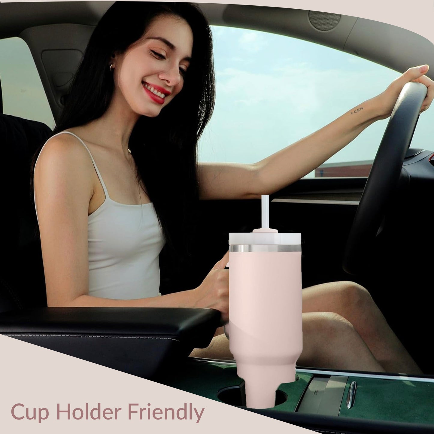 Premium 40oz Tumbler with Handle & Straw – Leakproof Stainless Steel Travel Mug – Vacuum Insulated Cup for Hot & Cold Drinks – Dishwasher Safe, Reusable, Travel Friendly – 𝗘𝗣𝗜𝗦𝗘𝗡𝗧