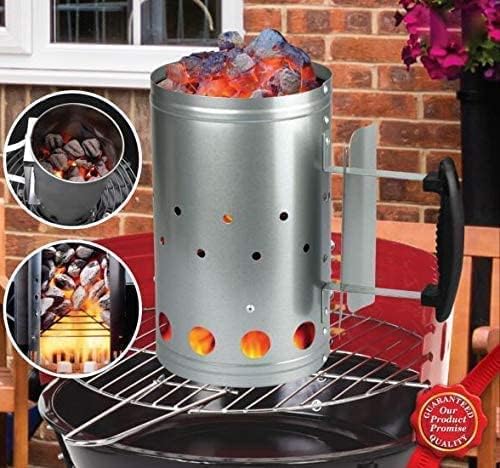 EPISENT Barbecue Grill Trolley and Heavy Duty BBQ Chimney Starter - Outdoor Barbecue Grill Trolley - Quick Start Charcoal & Coal Burner for Faster Grilling - Garden BBQ