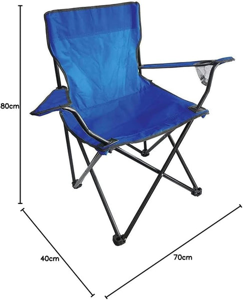 EPISENT Camping Chair | Lightweight & Portable Fishing Chair with Carrying Bag | Armrests & Cup Holder | Perfect for Caravan Trips, BBQs, Garden, Beach, Picnic, and Traveling (Blue)