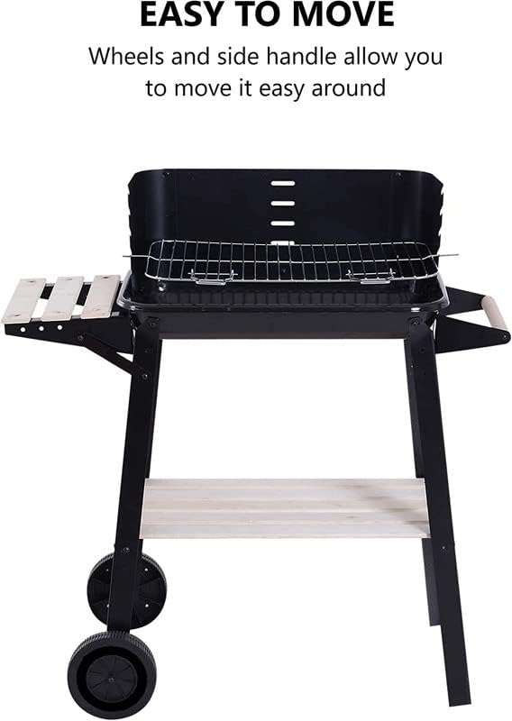EPISENT Barbecue Grill Trolley and Heavy Duty BBQ Chimney Starter - Outdoor Barbecue Grill Trolley - Quick Start Charcoal & Coal Burner for Faster Grilling - Garden BBQ