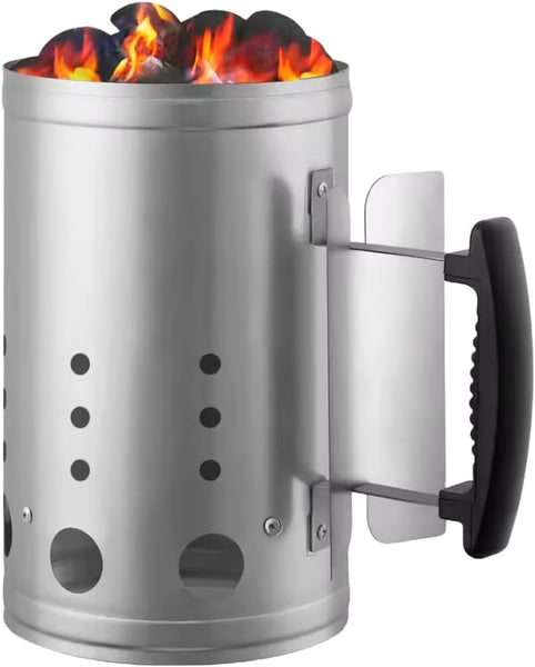 EPISENT Barbecue Grill Trolley and Heavy Duty BBQ Chimney Starter - Outdoor Barbecue Grill Trolley - Quick Start Charcoal & Coal Burner for Faster Grilling - Garden BBQ