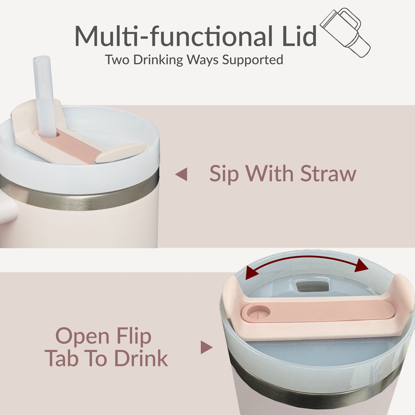 Premium 40oz Tumbler with Handle & Straw – Leakproof Stainless Steel Travel Mug – Vacuum Insulated Cup for Hot & Cold Drinks – Dishwasher Safe, Reusable, Travel Friendly – 𝗘𝗣𝗜𝗦𝗘𝗡𝗧
