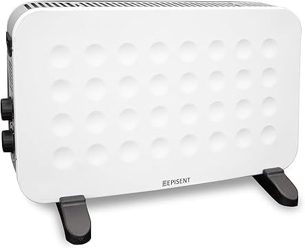 EPISENT Electric Convector Heater with 3 Adjustable Heat Settings(750W/1250W/2000W), Overheat & Tip-Over Protection - Freestanding, Silent Operation, Portable, Ideal for Home/Office (DESIGN, WHITE)