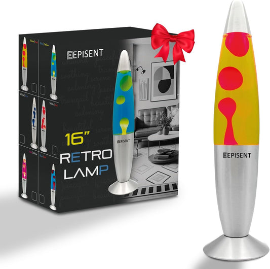 EPISENT Retro Mood Lamp - 16 Liquid Wax Night Light for Home Office Décor - Great Gift for Kids & Adults (Yellow/Red)