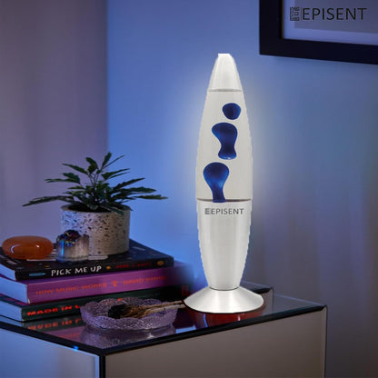 EPISENT Retro Mood Lamp - 16 Liquid Wax Night Light for Home Office Décor - Relaxing Gift for Kids & Adults (Blue/Clear)
