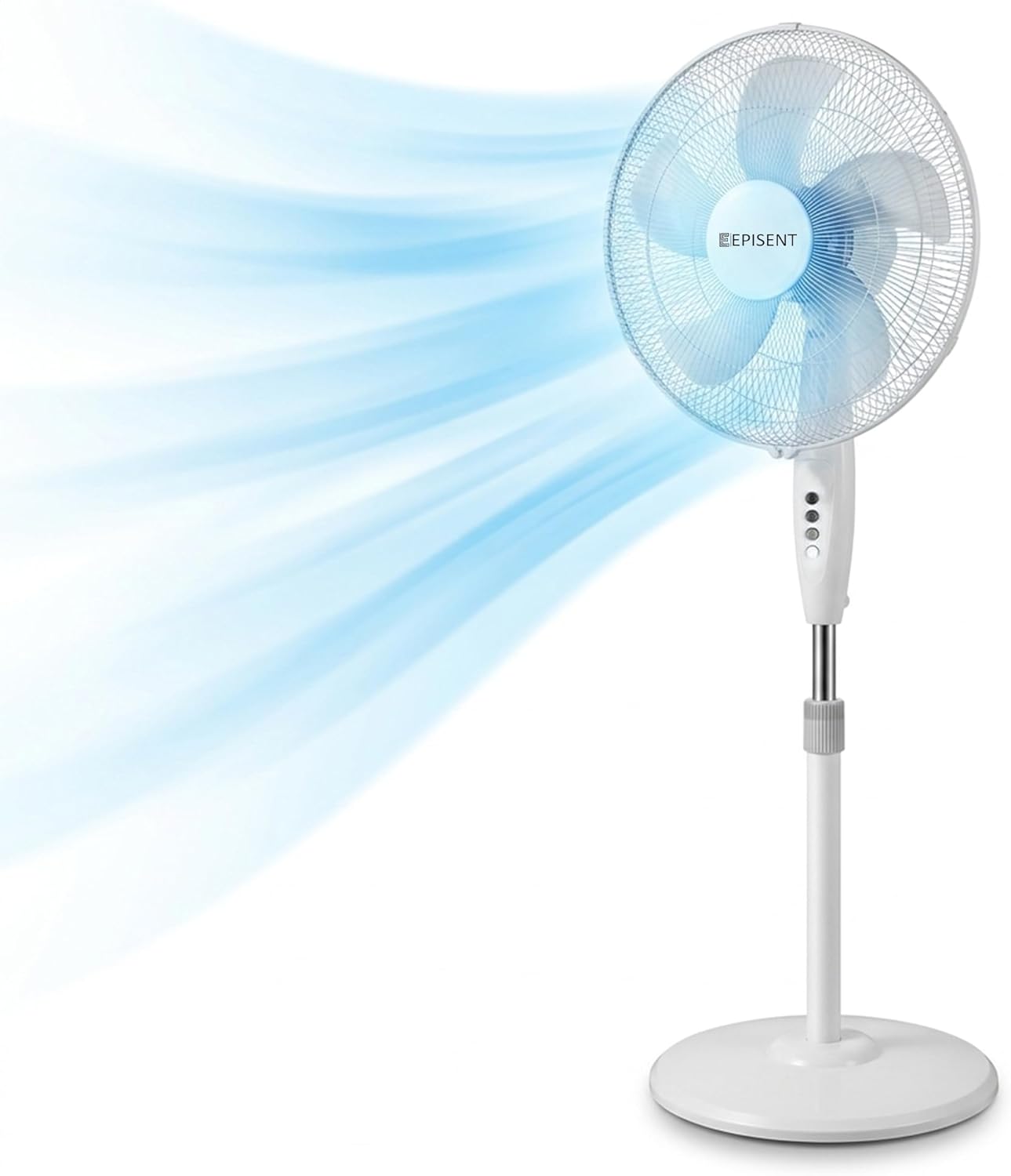 EPISENT 16" Pedestal Fan for Bedroom, Standing Fan with Oscillation, Adjustable Height Floor Standing Fan, 3 Speed Electric Fan, Quiet Stand Up Fan for Home, Office & Cooling