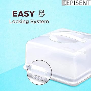 EPISENT Large Cake Box - With Lockable Lid & Carry Handles - Cake Storage Container - Portable Plastic Cake Carrier - Suitable for 11 inch Cake - For Cakes, Cookies,