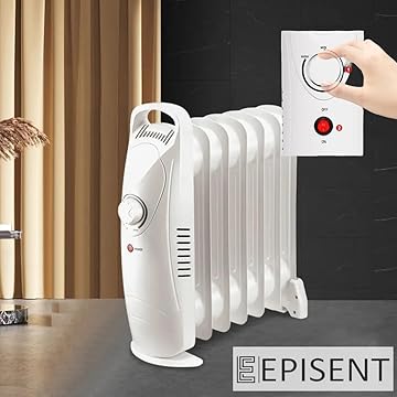 EPISENT Oil Heaters – Portable Electric Oil Heater with Adjustable Thermostat, 3 Heat Settings, Overheat Protection & Carry Handle – Energy-Efficient Heater for Home, Office & Any Room