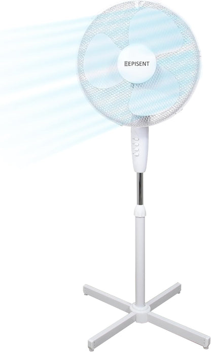 EPISENT 16-Inch Pedestal Fan | Electrical Cooling Fan | Adjustable Height, Oscillating & Manual Head Pivot | 3 Speed Options | Home, Office, Bedroom Use