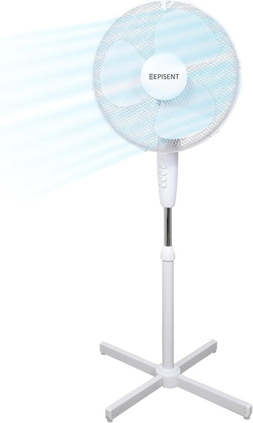 EPISENT 16-Inch Pedestal Fan | Electrical Cooling Fan | Adjustable Height, Oscillating & Manual Head Pivot | 3 Speed Options | Home, Office, Bedroom Use