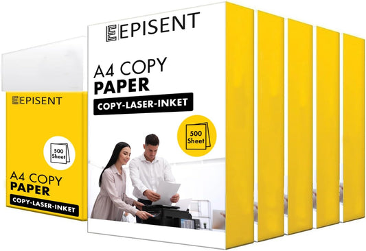 EPISENT A4 White Paper Sheets - 80gsm Bright White, Stronger, Sharper & Acid Free - Office Printer, Copier and Multifunction Laser Inkjet Compatible - 500 Sheets per Ream