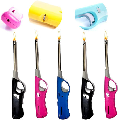 Episent Premium BBQ Refillable Lighters - 3 Multicolor Lighters with Clipper Gas Refill Bottle - Ideal Tools for Effortless and Reliable Outdoor Cooking and Grilling