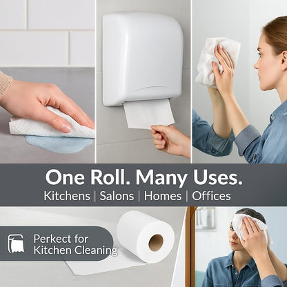 EPISENT White Rolls| 2 PLY Pack of 6 Rolls| Embossed Centre Feed| Kitchen Towel| White ROLL