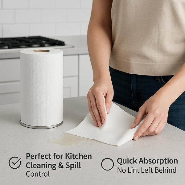 EPISENT White Rolls| 2 PLY Pack of 6 Rolls| Embossed Centre Feed| Kitchen Towel| White ROLL - Hover