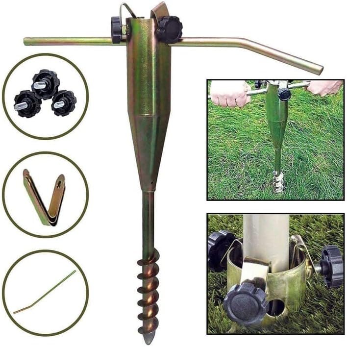 EPISENT Heavy-Duty Metal Ground Spike | 55mm Screw-In Ground Spike | Sturdy Base for Rotary Washing Line or Parasol Stand | Durable Construction for All Weather Conditions