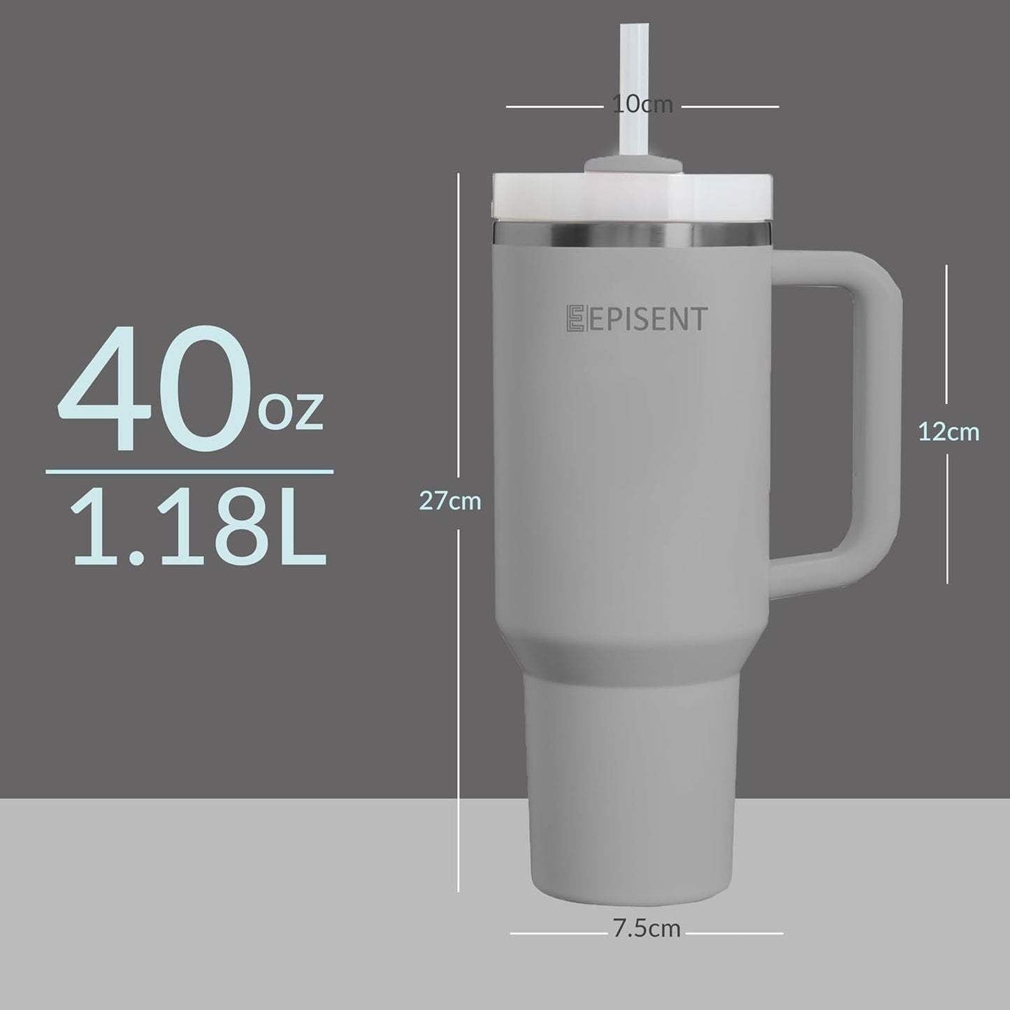 Premium 40oz Tumbler with Handle & Straw – Leakproof Stainless Steel Travel Mug – Vacuum Insulated Cup for Hot & Cold Drinks – Dishwasher Safe, Reusable, Travel Friendly – 𝗘𝗣𝗜𝗦𝗘𝗡𝗧