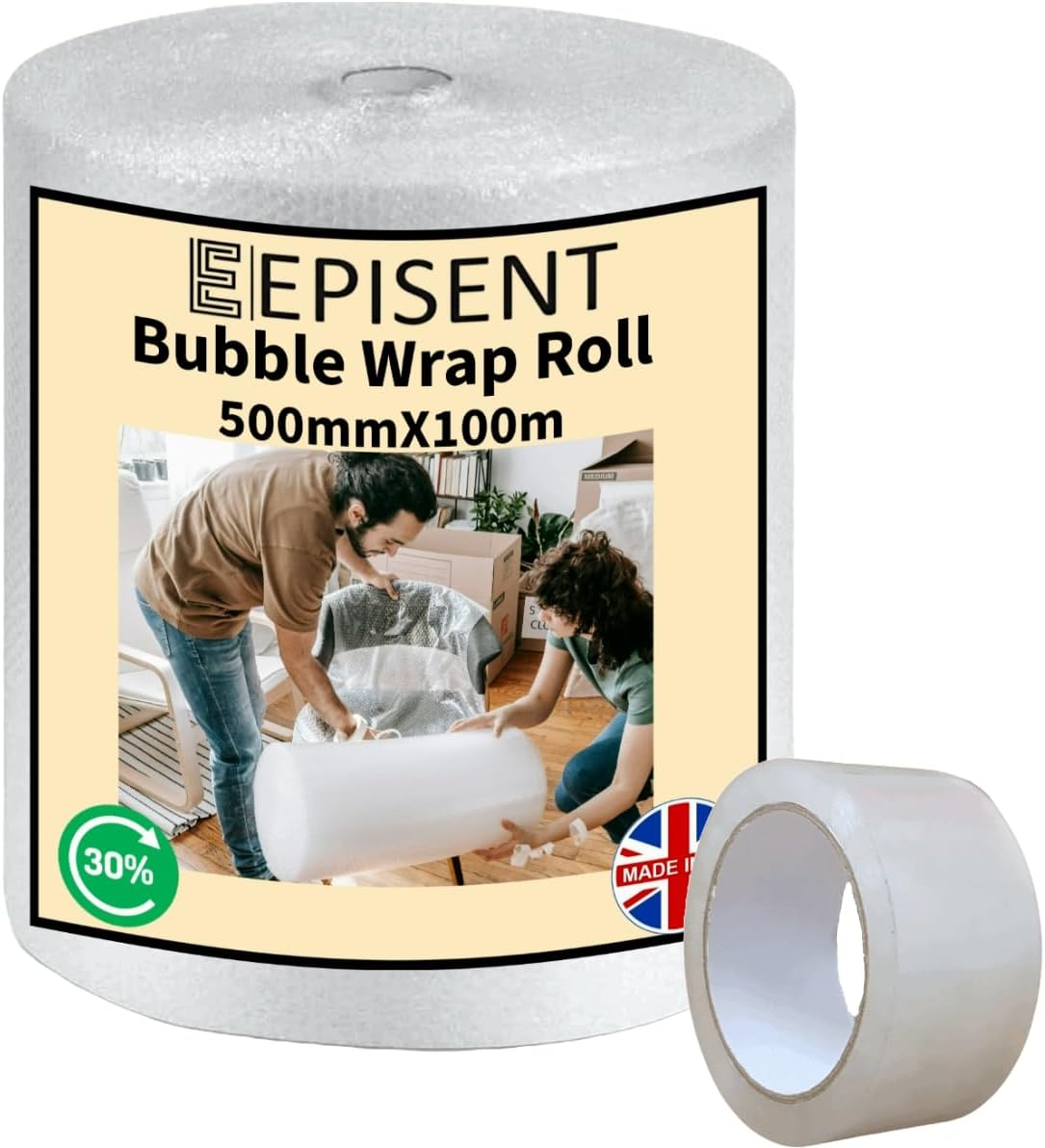 EPISENT Bubble Wrap - 500mm X 100m Roll of Premium Quality Polythene Bubble Wrap