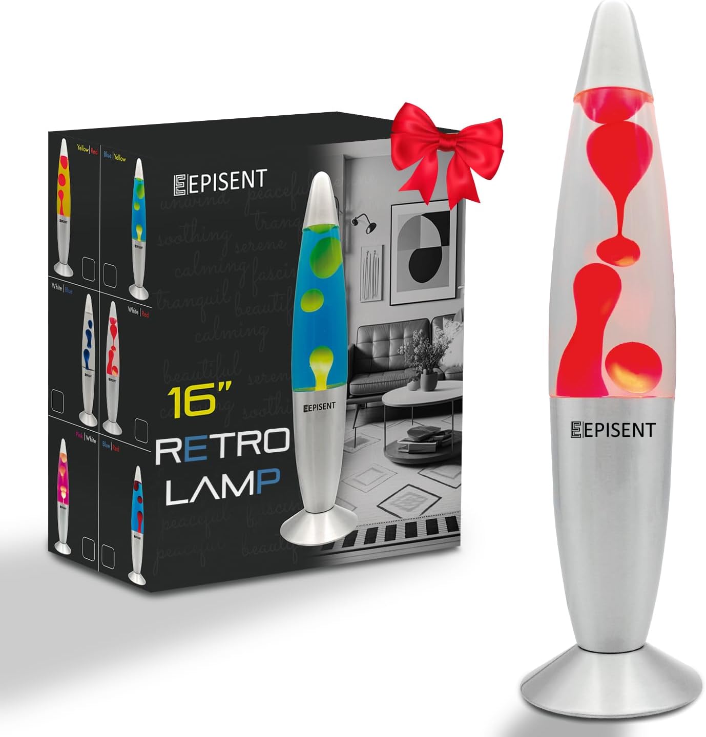 EPISENT Liquid Motion Lamp 16” | Retro Lava Lamp | Beautiful Liquid Wax Night Light | Home & Office Decor | Electrically Operated | Great Gift for Kids & Adults | Relaxing Lamp