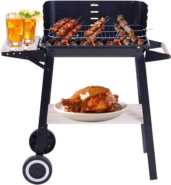 EPISENT Barbecue Grill Trolley and Heavy Duty BBQ Chimney Starter - Outdoor Barbecue Grill Trolley - Quick Start Charcoal & Coal Burner for Faster Grilling - Garden BBQ - Hover