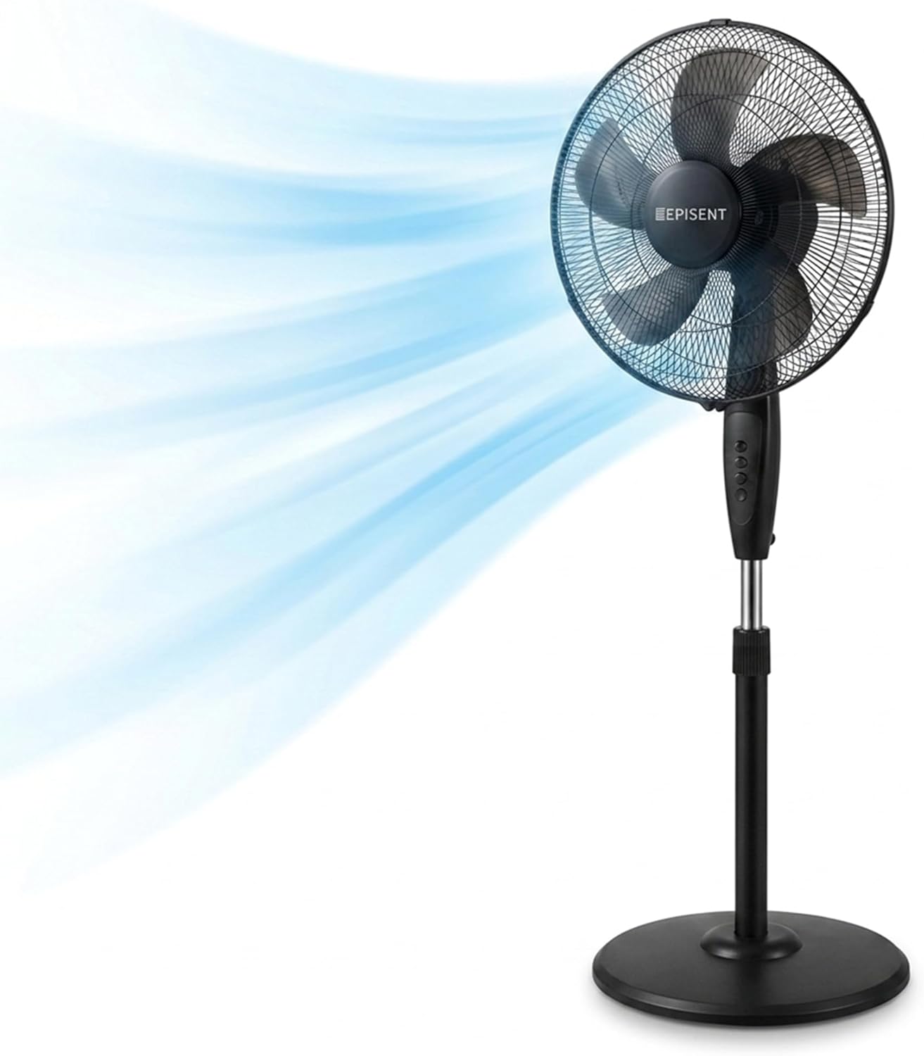 EPISENT 16" Pedestal Fan for Bedroom, Standing Fan with Oscillation, Adjustable Height Floor Standing Fan, 3 Speed Electric Fan, Quiet Stand Up Fan for Home, Office & Cooling