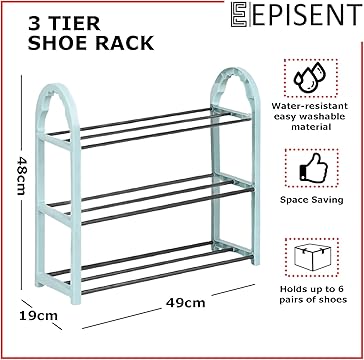 EPISENT 3 Tier Shoe Storage Rack – Space Saving Shoe Standing Tower – Durable And Stable – Waterproof