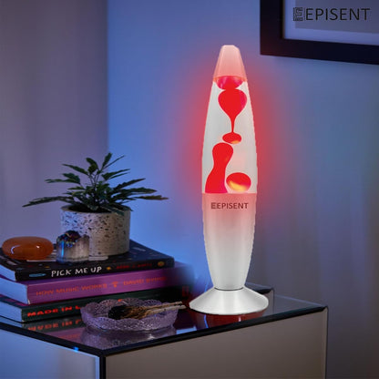 EPISENT Mood Lamp 16inch - Retro Night Light for Home Office Décor - Beautiful Liquid Wax Lamp - Electrically Operated - Great Gift for Kids & Adults - Relaxing (Red/Clear)