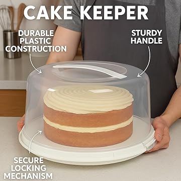 EPISENT Large Cake Box - With Lockable Lid & Carry Handles - Cake Storage Container - Portable Plastic Cake Carrier - Suitable for 11 inch Cake - For Cakes, Cookies,