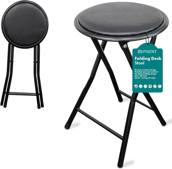 EPISENT Folding Stool - Padded High Stool for Home, Breakfast, Office, Kitchen, Desk, Bar