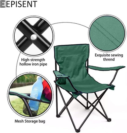 Episent set of 2 camping chairs lightweight folding portable chairs with cup holder side pocket 120kg capacity for outdoor fishing picnics travel