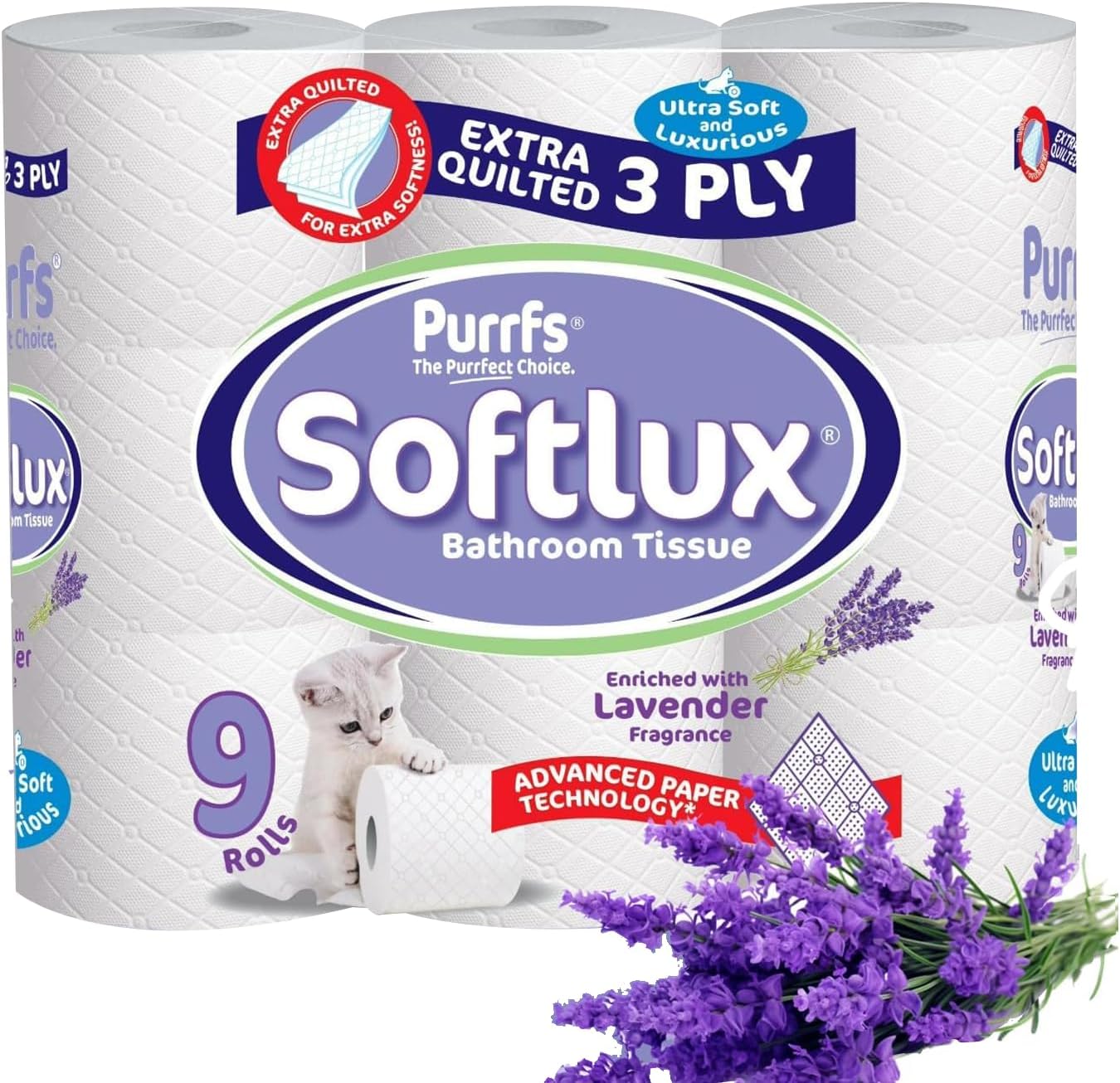 Episent Luxury Toilet Rolls Pack of 9 - Aloe Vera Scented | 3-Ply Extra Quilted | Premium Quality | Soft & Strong | Eco-Friendly | Ideal for Home & Office | Convenient Bulk Packaging