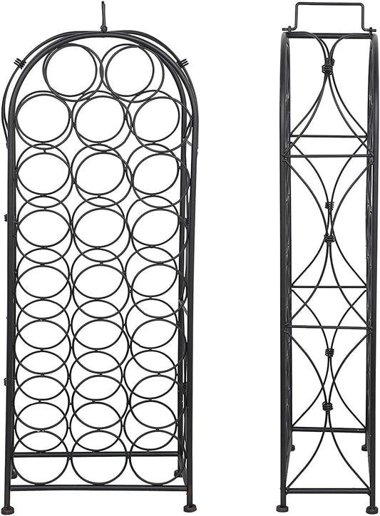 EPISENT | 32 Bottle Wine Rack | Free Standing | Black Metal Wine Rack | Stand for Bottle Storage Contemporary Black Powder Coated Design (32 BOTTLE WINE RACK