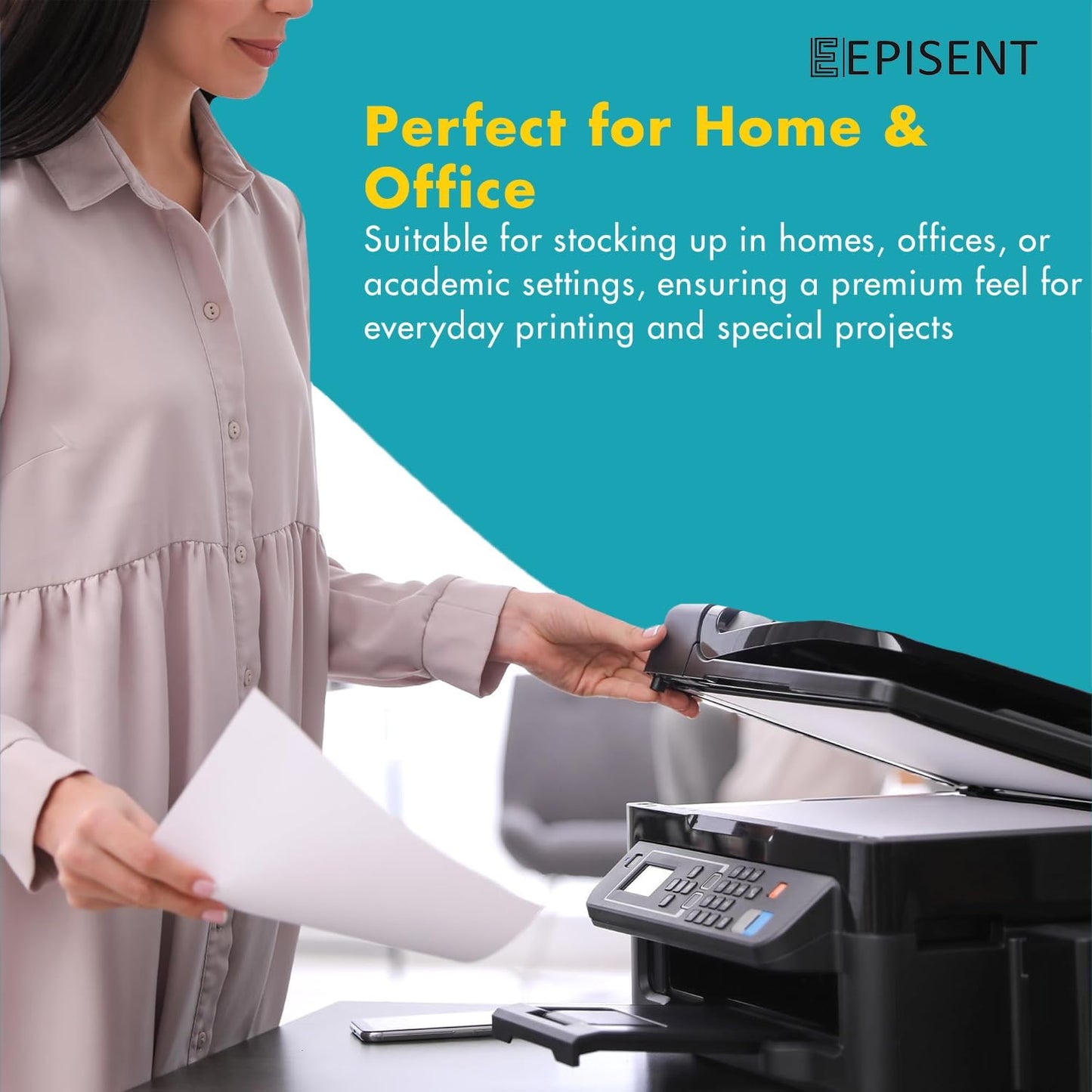 EPISENT A4 White Paper Sheets - 80gsm Bright White, Stronger, Sharper & Acid Free - Office Printer, Copier and Multifunction Laser Inkjet Compatible - 500 Sheets per Ream