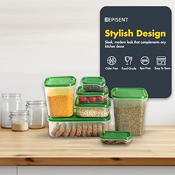 Food Storage Containers – 17-Piece Airtight Plastic Boxes with Lids – Stackable, Leakproof Meal Prep & Fridge Organizer Set for Kitchen, School, Work, Travel – Microwave & Freezer Safe 𝗘𝗣𝗜𝗦𝗘𝗡𝗧