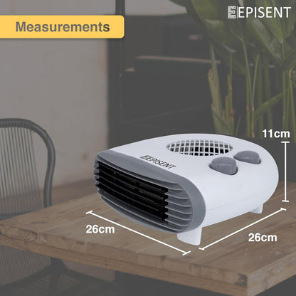 Episent Portable Fan Heater - Heat Settings & Adjustable Thermostat - 2 Heat Settings 1000/2000W - Cool Air Function & Thermal Cut-Out Device - Perfect for Home and Office (FLAT BED HEATER)