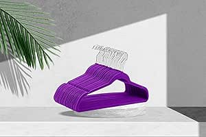 EPISENT Premium Velvet Hangers with Tie Bar, Slim Space Saving Coat Hanger, Non Slip Wardrobe Hangers, Clothes Hangers With 360째 Swivel Hook, Suitable for Suit, Shirt Dress & Trouser - Hover