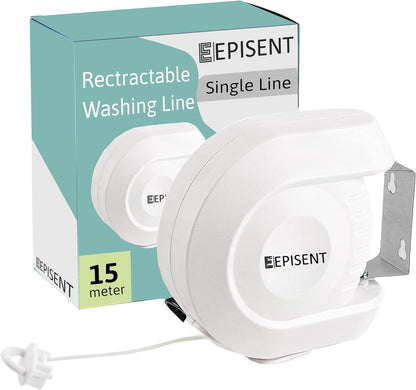 Episent 15M Washing Line | Wall Mounted Retractable Clothes Line for Outdoor Use | Heavy Duty Extendable Clothes Line