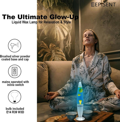EPISENT Liquid Motion Lamp 16 | Retro Liquid Wax Lamp | Beautiful Night Light | Home & Office Decor | Electrically Operated | Great Gift for Kids & Adults | Relaxing Lamp (Blue/Green)