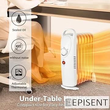 EPISENT 7 FINS Oil Filled Radiator  Portable Electric Heater with Adjustable Thermostat, Quiet Operation, Overheat Protection, Energy Efficient for Home, Office, Large Rooms
