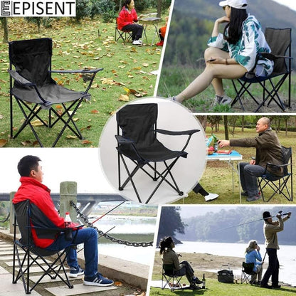 Episent set of 2 camping chairs lightweight folding portable chairs with cup holder side pocket 120kg capacity for outdoor fishing picnics travel