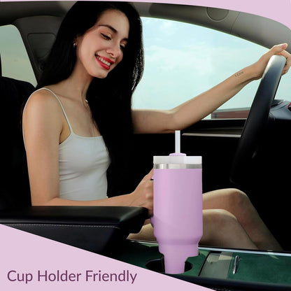 Premium 40oz Tumbler with Handle & Straw – Leakproof Stainless Steel Travel Mug – Vacuum Insulated Cup for Hot & Cold Drinks – Dishwasher Safe, Reusable, Travel Friendly – 𝗘𝗣𝗜𝗦𝗘𝗡𝗧