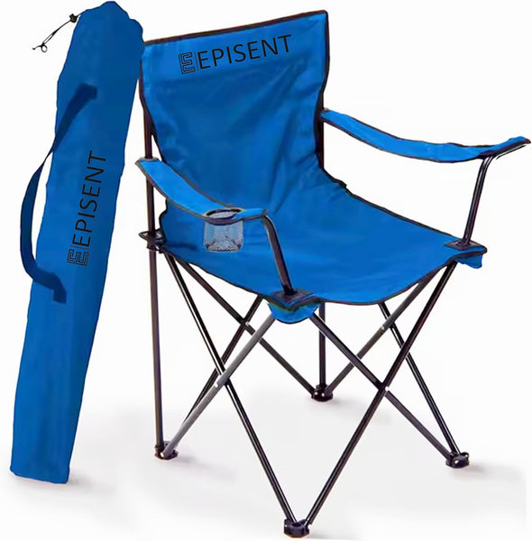 Episent set of 2 camping chairs lightweight folding portable chairs with cup holder side pocket 120kg capacity for outdoor fishing picnics travel