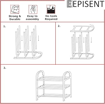 EPISENT 3 Tier Shoe Storage Rack – Space Saving Shoe Standing Tower – Durable And Stable – Waterproof