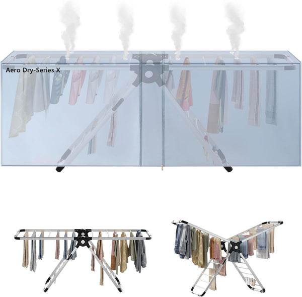 EPISENT 20-Bar Electric Heated Clothes Airer - Large 146x54 cm Drying Rack, Energy-Efficient Indoor Laundry Dryer,Foldable Drying Rack, Indoor Laundry Dryer - Hover