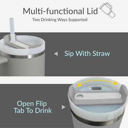Premium 40oz Tumbler with Handle & Straw – Leakproof Stainless Steel Travel Mug – Vacuum Insulated Cup for Hot & Cold Drinks – Dishwasher Safe, Reusable, Travel Friendly – 𝗘𝗣𝗜𝗦𝗘𝗡𝗧