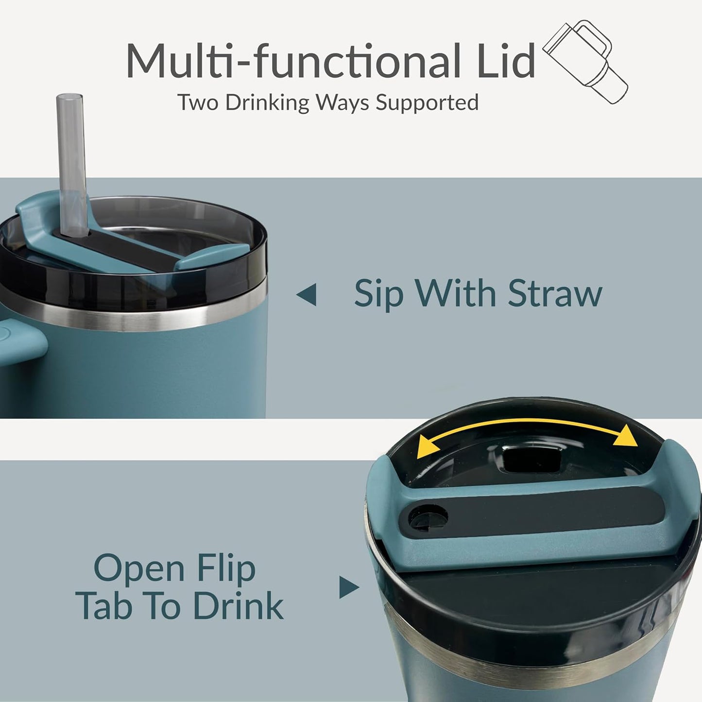 Premium 40oz Tumbler with Handle & Straw – Leakproof Stainless Steel Travel Mug – Vacuum Insulated Cup for Hot & Cold Drinks – Dishwasher Safe, Reusable, Travel Friendly – 𝗘𝗣𝗜𝗦𝗘𝗡𝗧