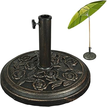 EPISENT 9KG Heavy Duty Parasol Base with Adjustable Tightening Knob, Weather-Resistant Umbrella Stand for Garden, Patio, Deck, Outdoor - Fits Various Pole Sizes