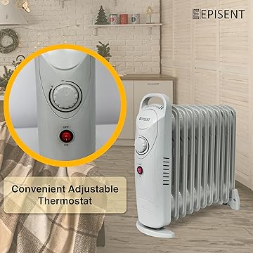 EPISENT Oil Heaters – Portable Electric Oil Heater with Adjustable Thermostat, 3 Heat Settings, Overheat Protection & Carry Handle – Energy-Efficient Heater for Home, Office & Any Room